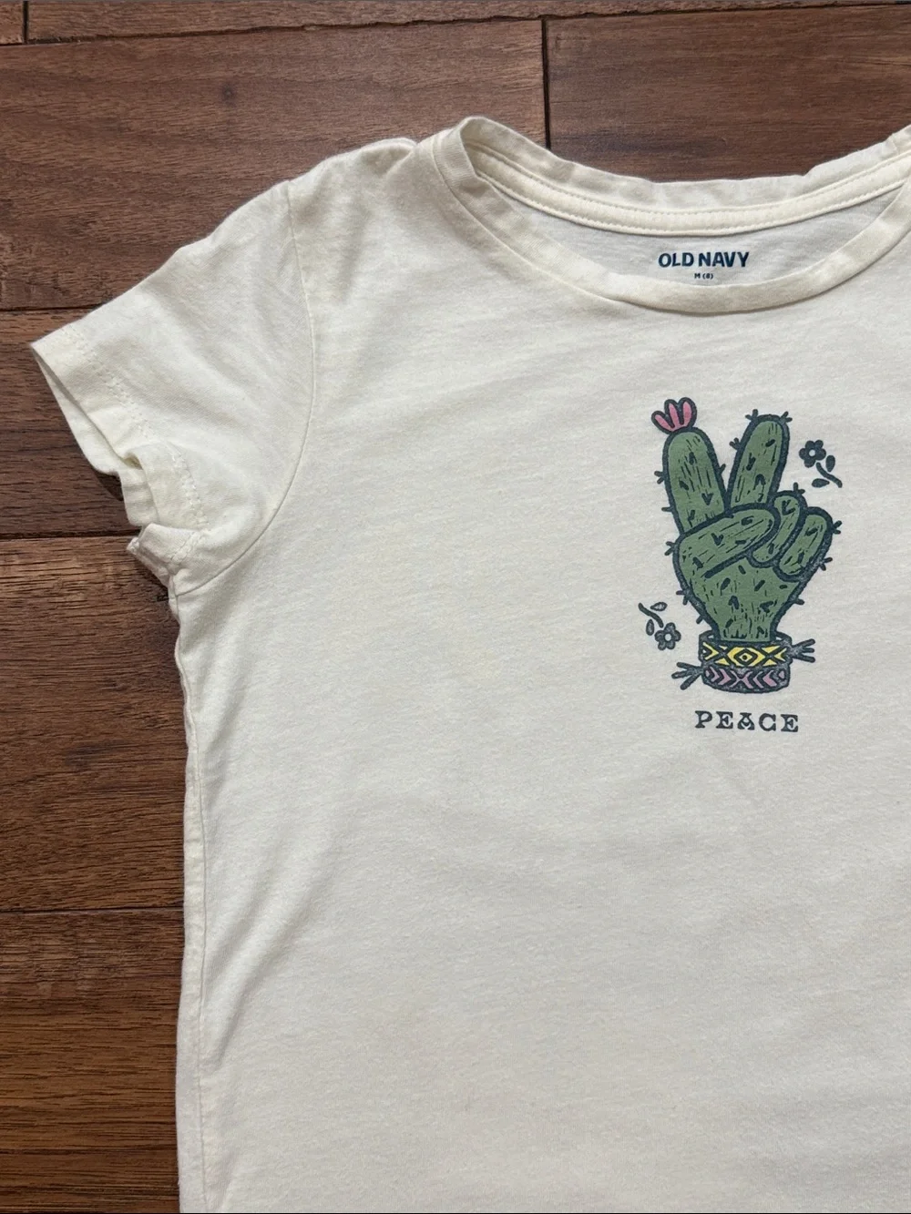 Old Navy Girls Short-Sleeve Graphic T-Shirt - Size M (8) - Cactus Peace